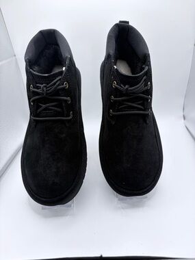 Koolaburra by UGG Advay Suede Faux Fur Ankle Boots Black Women's Size 5 NWT
